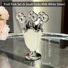 High-looking Stainless Steel Fruit Forks, Home Use, Light Luxury, Youngsters's Safety Small Fork Set, Storage Jar, Dessert Fruit Picks