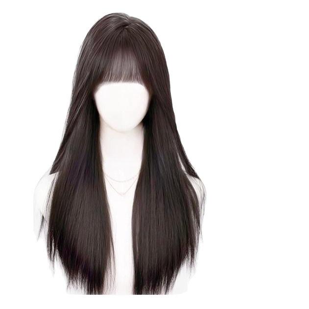 Женский длинный прямой черный парик с челкой, пушистые синтетические волосы, вдохновленный мангой Томиэ и интернет-знаменитостями