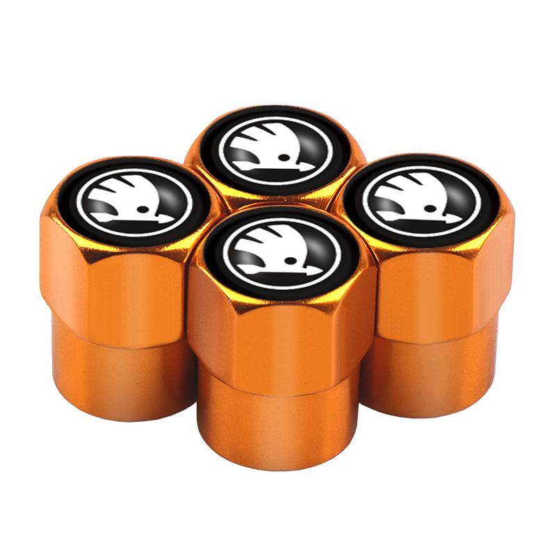 LKPP1 4PCS Car Styling Aluminum Emblem Wheel Tire Valve Stem Air Caps For Skoda S Octavia Fabia Rapid Yeti Superb Octavia A5 VRS VII