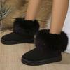 Fashion Women Boots Winter Round Toe Solid Flock Plush Warm Shoes for Women Mid Heel Water Proof Casual Snow Boots Women Botas De Mujer