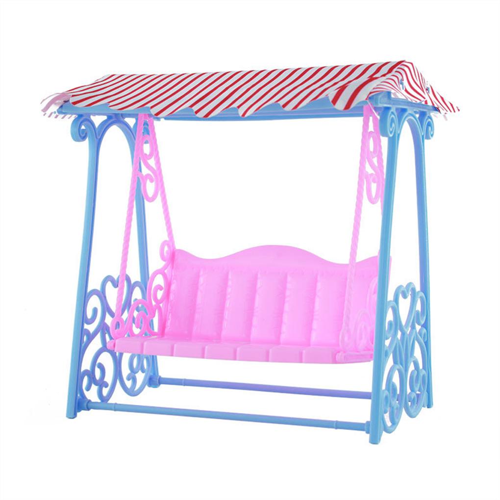 Toy Swing with Canopy Model Swinging Chair Dollhome Decoration Furniture Interactive Early Learning Birthday Gift