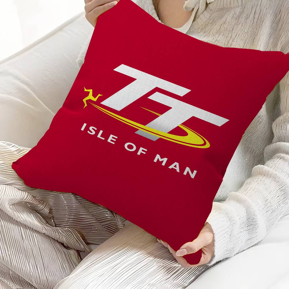 Motorcycle I-Isle Of Man Tt Cushion Cover Inches Farmhouse Decor Home Throw Pillow Covers For Couch Decorations