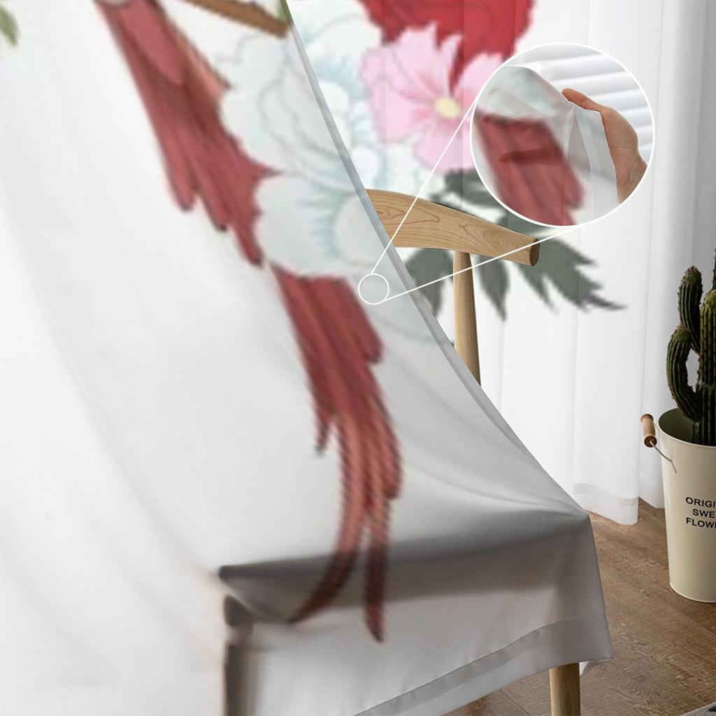 Прозрачные оконные шторы с пионами и птицами для гостиной, спальни, современная вуаль, тюлевые шторы, тканевые шторы для кухни