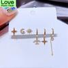 Fashion 6 Piece Set Moon Star Hoop Earrings Geometric Airplane Dangle Drop Hoops Earrings For Women Jewelry
