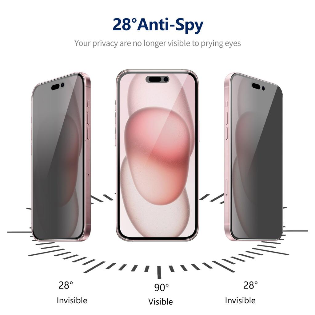 ENKAY HAT PRINCE 2Pcs For iPhone 15 Plus Screen Protector Privacy Protection Anti-explosion Film