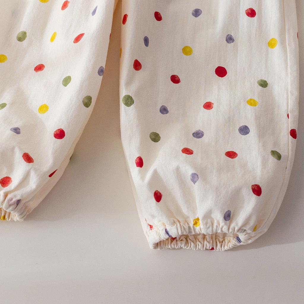 Летние брюки от комаров для девочек, корейские брюки-фонарики с принтом в горошек для маленьких девочек, летние универсальные повседневные брюки