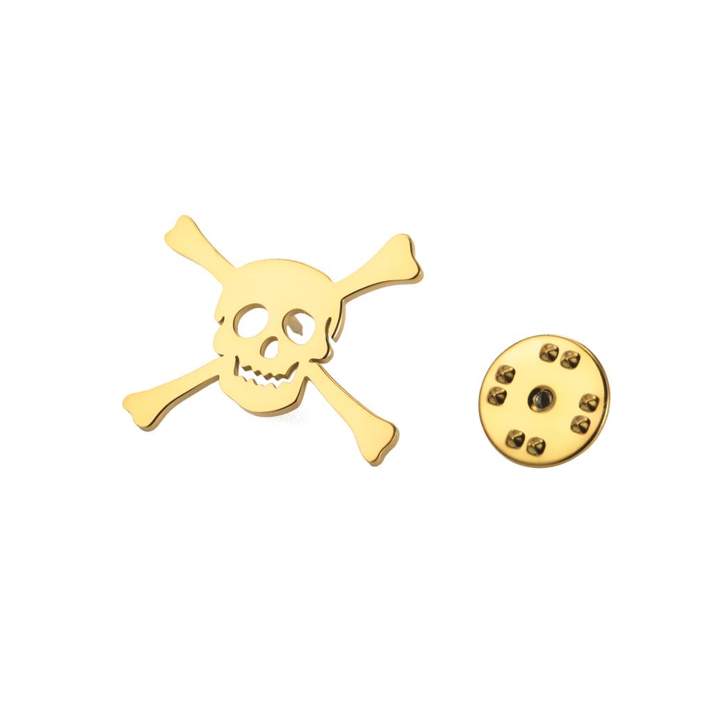 LIKGREAT Skull Brooch for Men Women Skeleton Bone Pin Badge for Shirt Hats Backpacks Stainless Steel Jewelry Halloween Gift