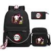 3Pcs/set Anime Demon Slayer Backpack Back To School Bag for Boys Girls Bookbag Student Kawaii Backpack Bag Men Women Travel Bag