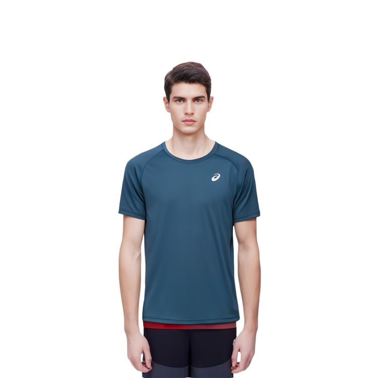 Asics Мужская футболка для бега Темно-синяя 2011D046-401