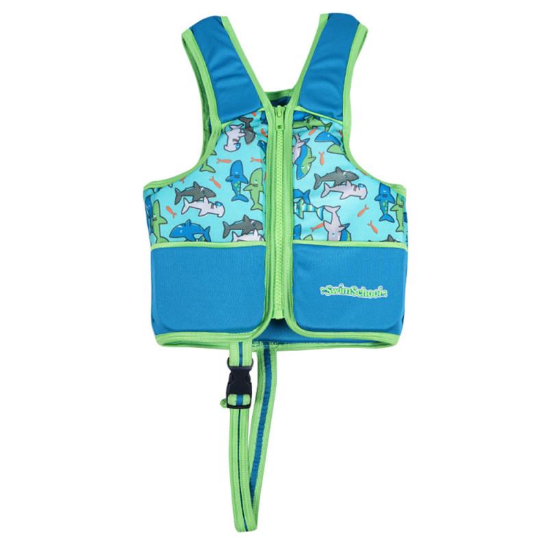Summer Children Sleeveless Zipper Swim Life Jackets Kids Boys Girls Adjustable Life Vests Cartoon Balanced Flotation Swimsuit
