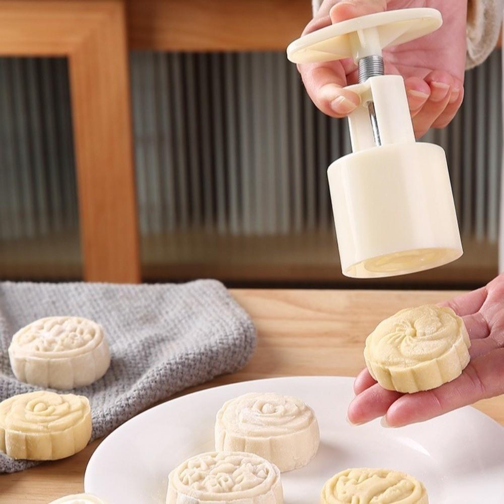 3D Pattern Mooncake Mold Flower Shaped DIY Cake Mold Pastry Baking Model Mid-Autumn Festival