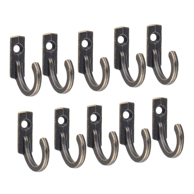 10PCS Single Prong Hook Mini Size Wall Mounted Retro Cloth Hanger for Coats Hats Towels Keys MIT
