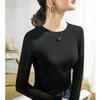 Black Top Modal Cotton Crew Neck Bottoming Shirt Summer New with Long-sleeved Imitation Cashmere Inside
