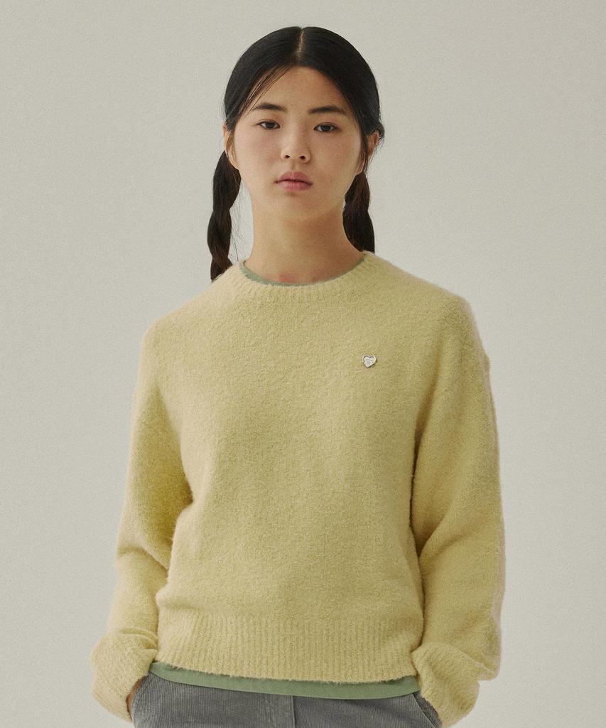 COVERNAT WOMAN Boucle Round Knit Light Yellow