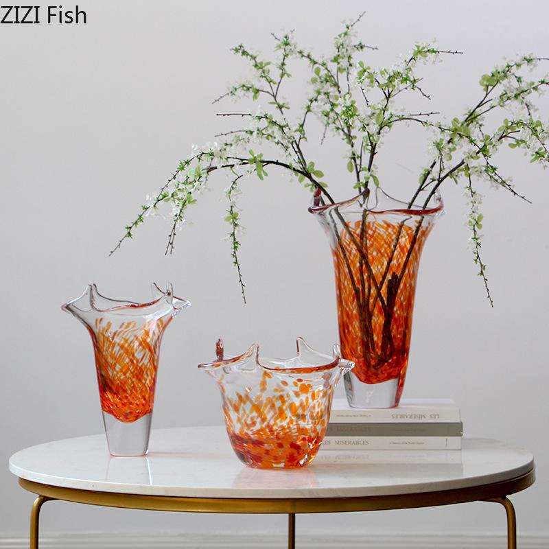 Wave Edge Glass Vase Transparent Hydroponics Flower Pots Table Decoration Flower Arrangement Floral Vases Room Aesthetic Decor