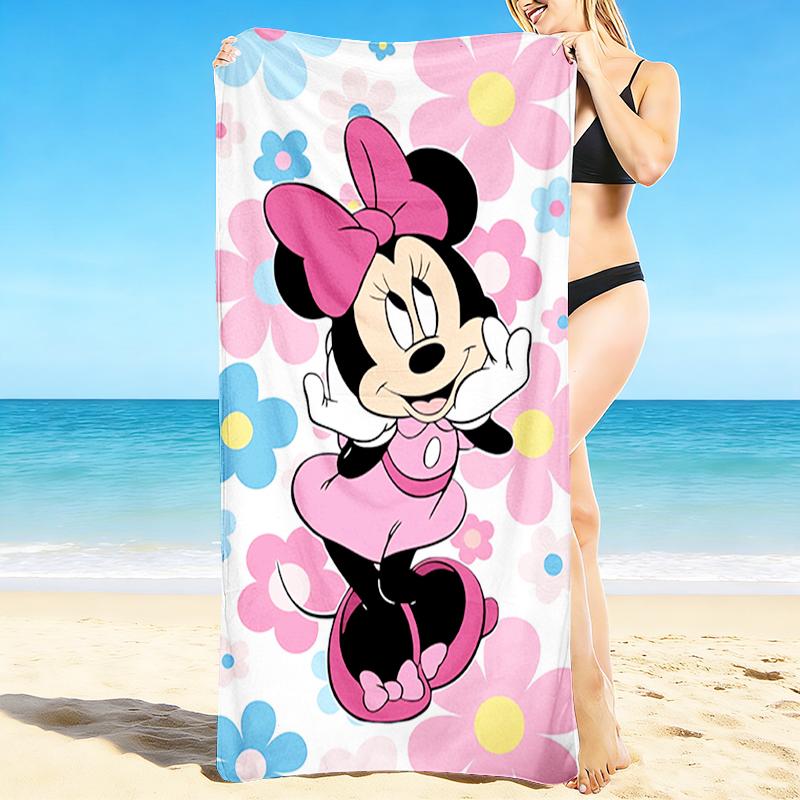 1Pc Minnie Mouse Floral Adventure Beach Towel, Quick Dry, Multi-Use for Beach Pool Gym Yoga Home Travel, Christmas, Halloween, Xmas Gift M928795