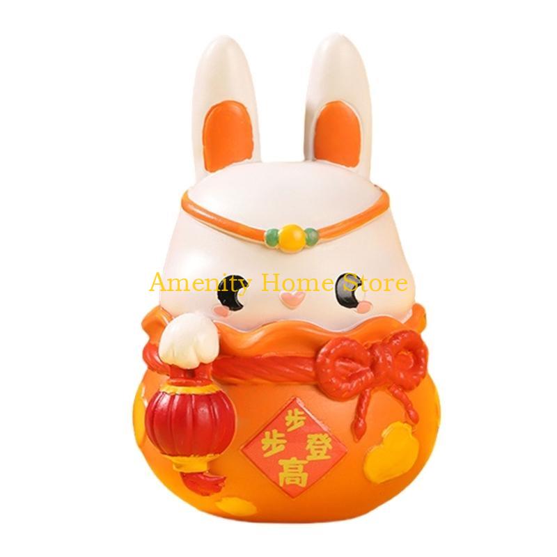 F26C Фестиваль середины осени Мини-кролики из смолы, Фигурки животных для дома и сада