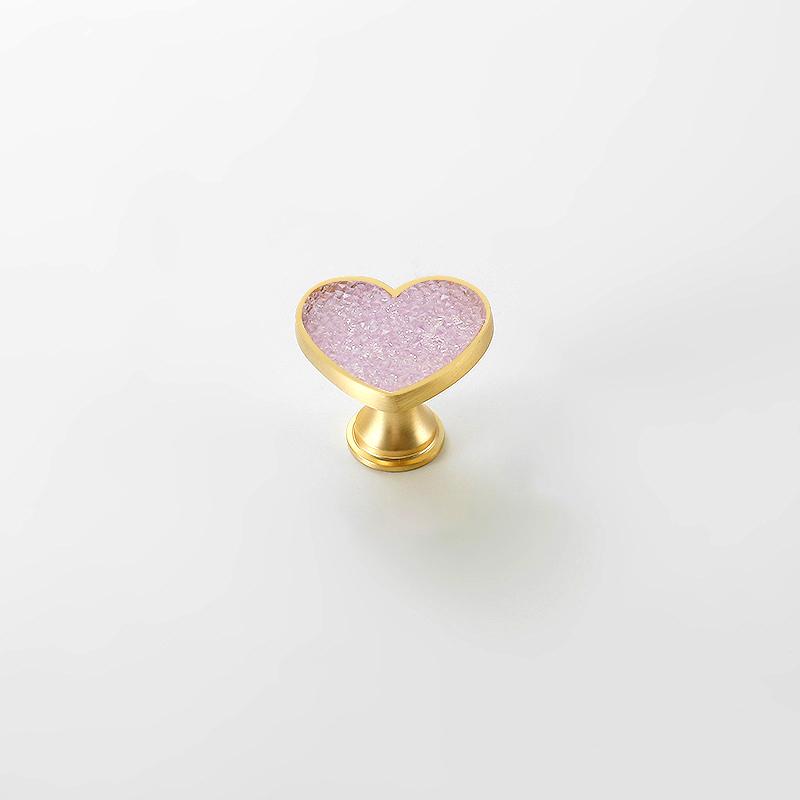 2 шт. Ручка для ящика Оригинальность Без пробивки Мультяшная С бриллиантом Современная ручка-кнопка для ящика Тяга Форма сердца Металлическое основание