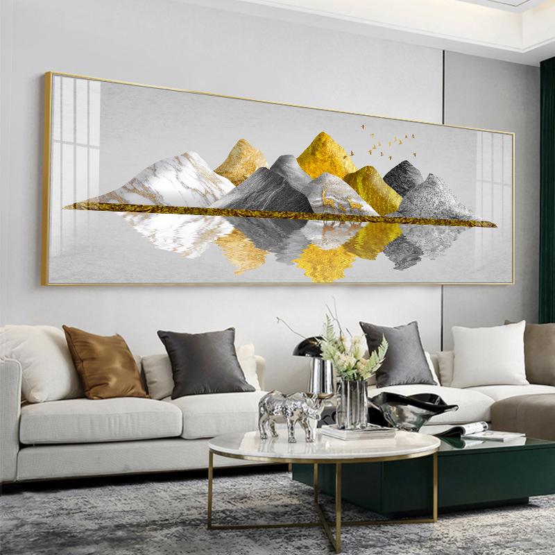 Большой размер, новый китайский золотой горный холст, картина, современные роскошные пейзажные постеры, настенные панно для декора гостиной, спальни
