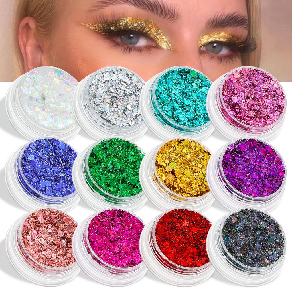 Popular Sequins Gel Glitter Gel Body Facial Hair Eye Stage Makeup Highlight Powder Sequins