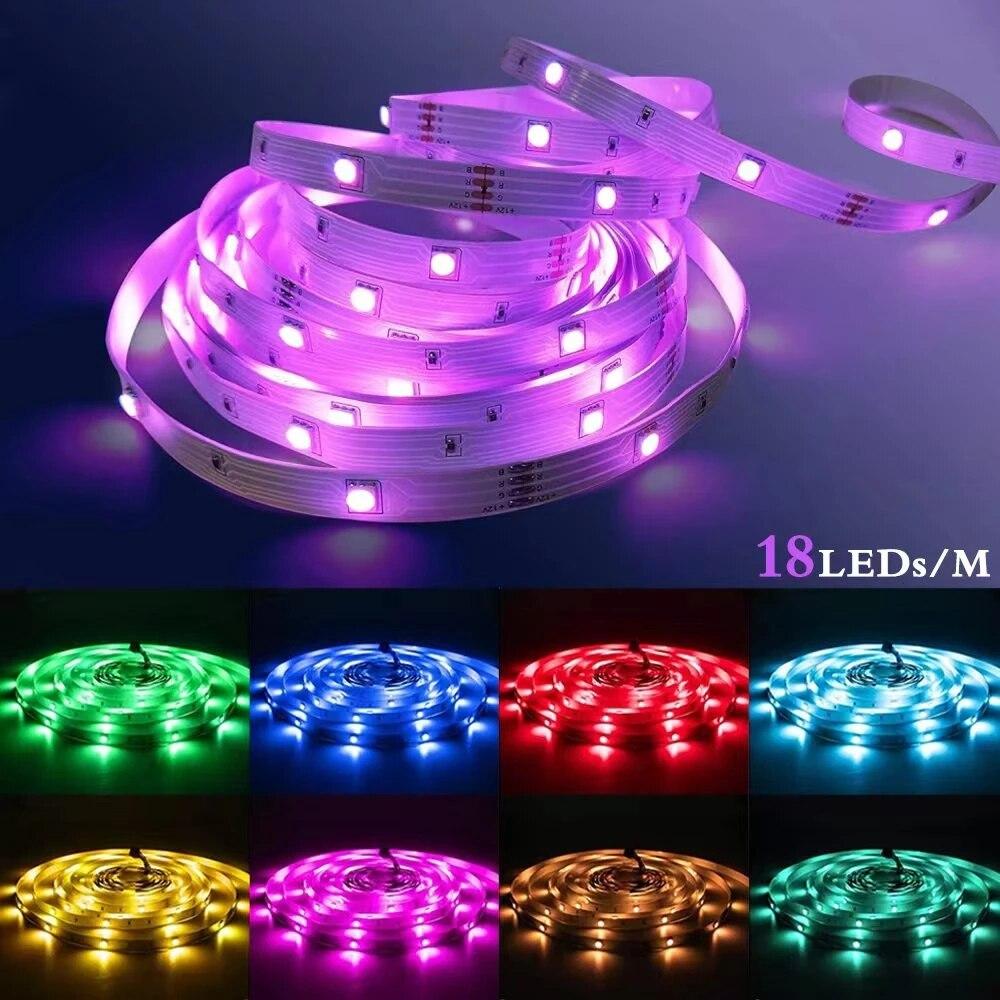 LED Strip RGBIC WS2812b Bluetooth App Control Chasing Effect Light Flexible Tape Diode Ribbon TV Room Christmas Decorat