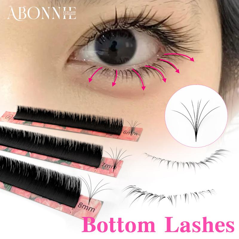 ABONNIE J Curl 6-12mm Auto Fan Bottom Lashes Extensions Easy Fan Mega Volume False Eyelash Lower Lash Tray