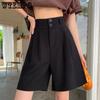 Шорты женские, широкие брюки трапециевидной формы, короткие корейские модные повседневные брюки с высокой талией, офисные женские низы