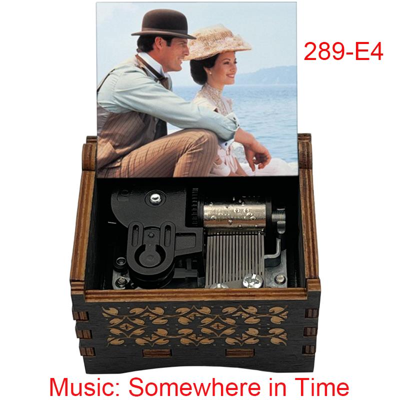 Wooden Vintage Somewhere in Time Music Box Color Printed Gift for Lovers Valentine's Day Birthday Vintage Wood Musical Box