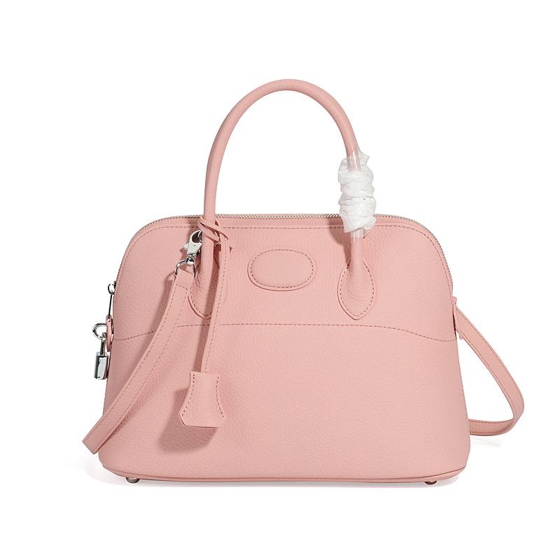 Новая женская сумка из натуральной кожи с узором личи 2024 года - европейский и американский модный дизайн в виде ракушки