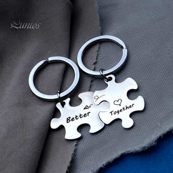 2 шт пара брелок ожерелье вместе лучше головоломка из нержавеющей стали DIY брелок для ключей держатель рюкзак кулон орнамент подарок парню и подруге