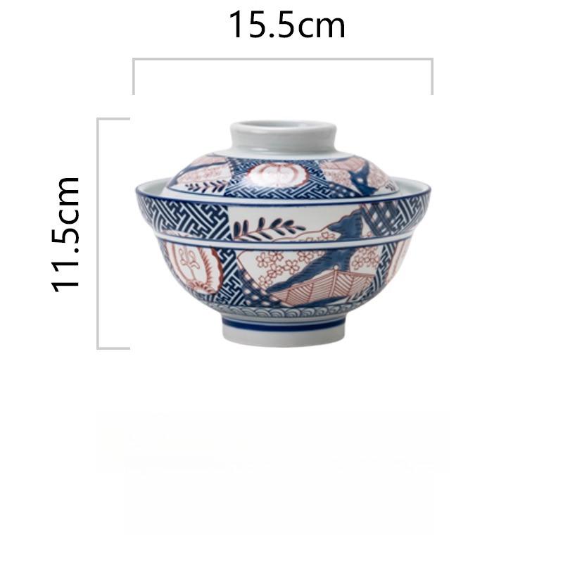 1pc Kitchen Utensil Accessories with Lid Round Bowl Household Japanese Ceramic Lid Bowl Suitable for Restaurant Household Use