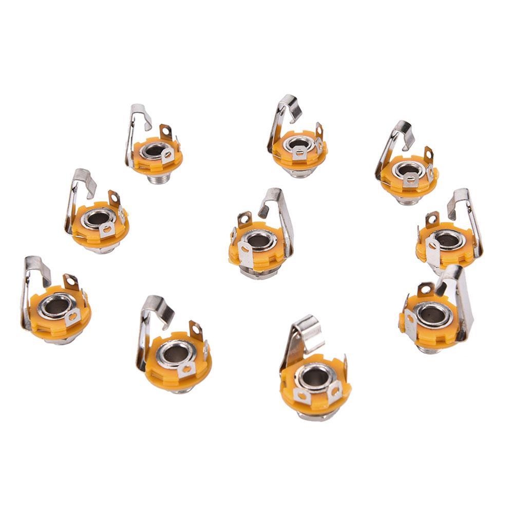 10Pcs 6.35mm / 6.5mm Plug Jack Audio Female Connector TS Panel Mono Panel Chassis Type Mount S Y9R2