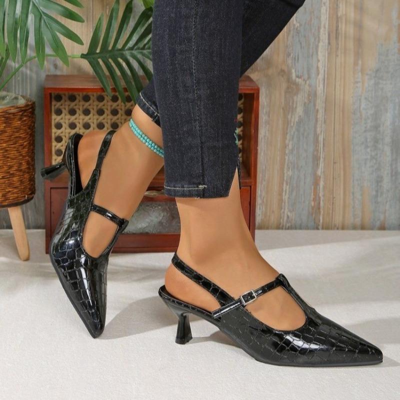 Baotou Sandals Spring and Summer New Pointed Toe Shallow Mouth Stiletto Patent Leather Temperament High Heels