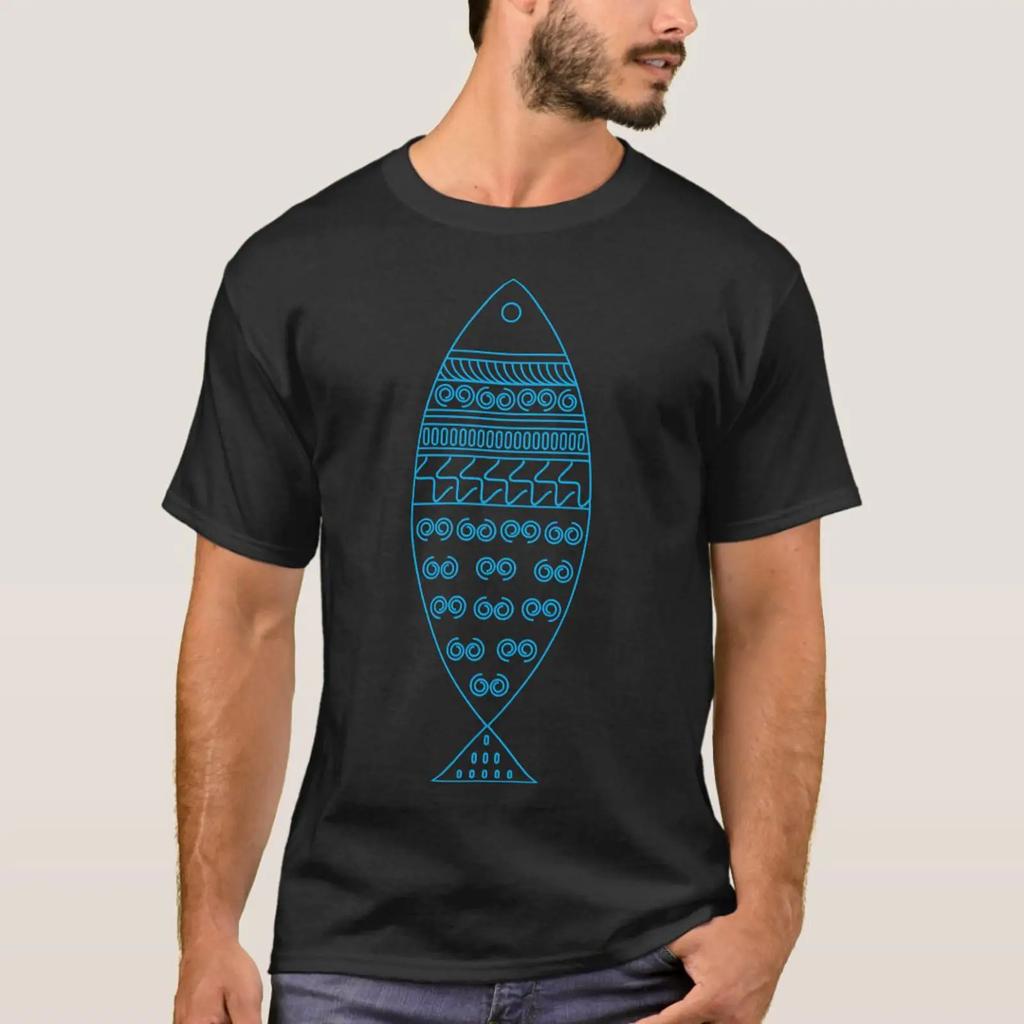 Fish Aztec T Shirt Vintage Unisex Streetwear Comfortable Homme Versatile Top For Everyday Wear Fashion Casual Graphic