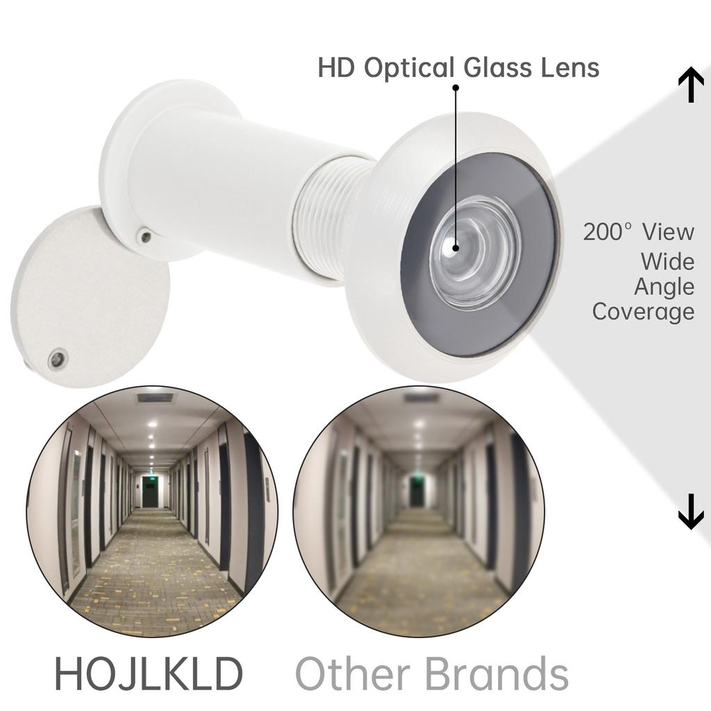 White Solid Brass 16mm Door Peephole 200 Degree View HD Lens Privacy Cover Universal 35-60mm Doors Heavy Duty