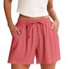 Women's Shorts High Waist Drawstring Knee Length Shorts Elastic Comfy Shorts With Pockets