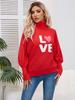 Valentine's Day LOVE Red High Collar Sweater Bat Sleeve Loose Head Knitted Top