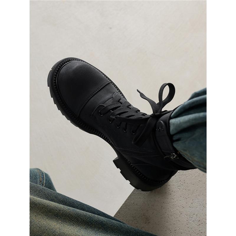 Дорожные кожаные коричневые милые крутые на среднем каблуке ботинки Мартин женские летние ботинки Синьцзян 2025 новые британские шнурованные короткие ботинки