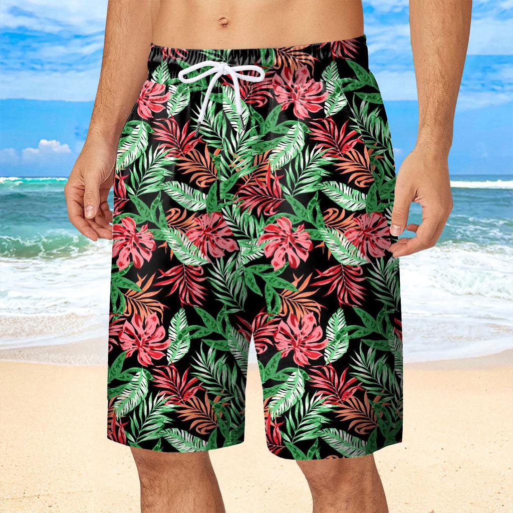 Hawaii Vacation Beach Shorts For Men 3d Printed Flower Casual Short Pants Board Shorts Elastic Bandage Swimsuit Swim Trunks