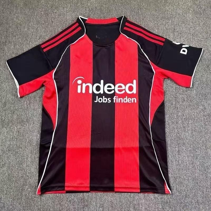 Mens Frankfurt Home Soccer Jersey Short Sleeve 2026 Fan Edition Bamboo Fiber Breathable Sport Shirt