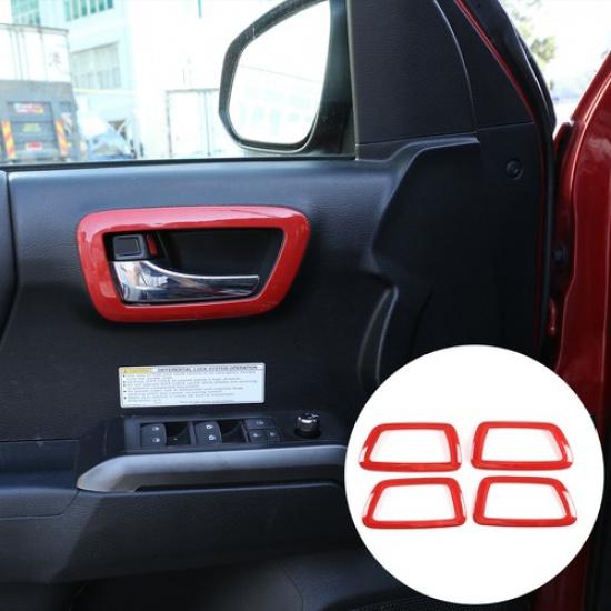 Car Front Rear Door Handle Frame Trim ABS Red Trim Cover For Toyota Tacoma 16-22