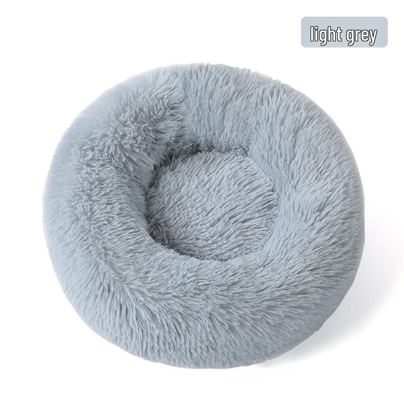 Круглая плюшевая зимняя лежанка для питомца: Съемная, Теплая Подушка-Гнездо для Кошек и Собак