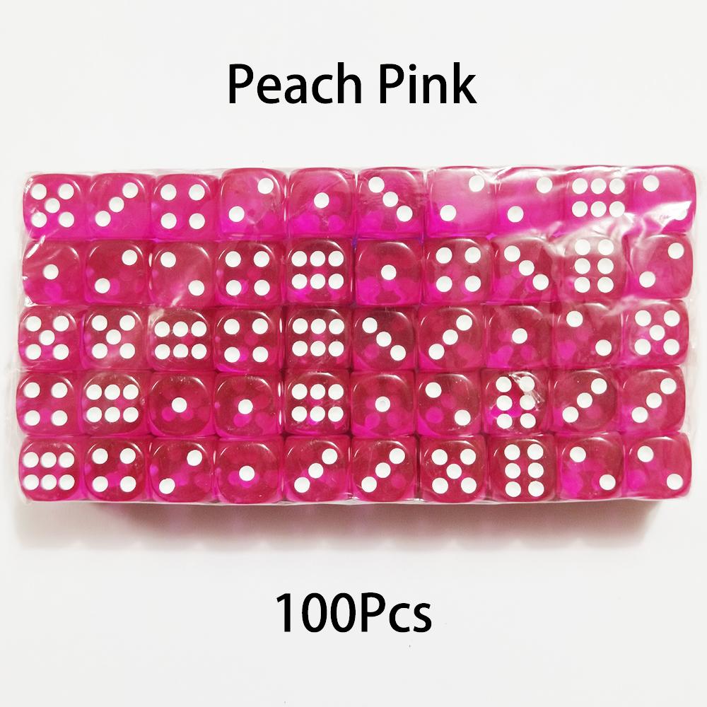 100Pcs/Set 6 Sided Dice 14Mm D6 16 Transparent Optional Color Acrylic Rounded Edges Dice For Table Board Games Party Dnd