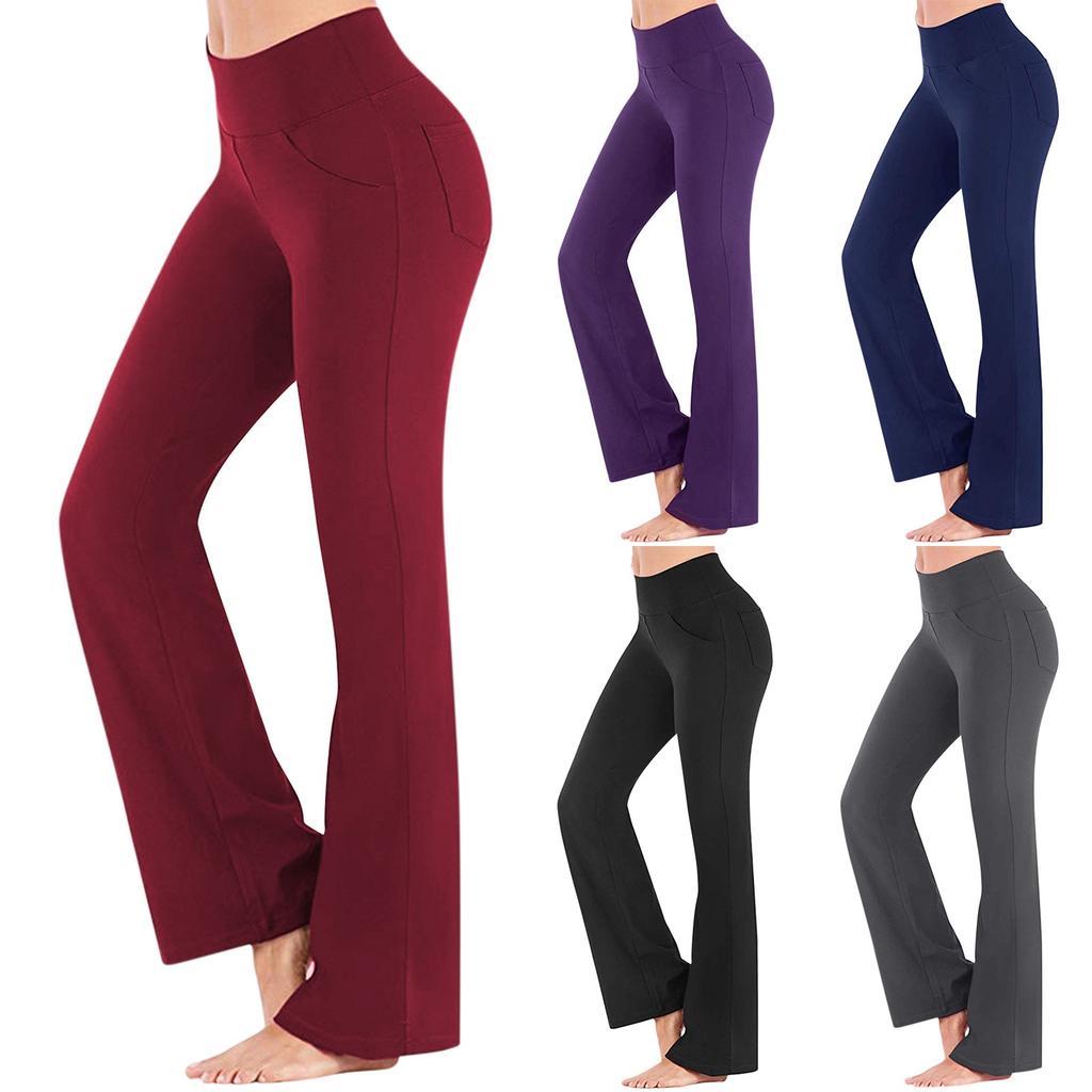 Женские широкие брюки для йоги, удобные спортивные брюки для танцев с высокой талией, широкий эластичный карман