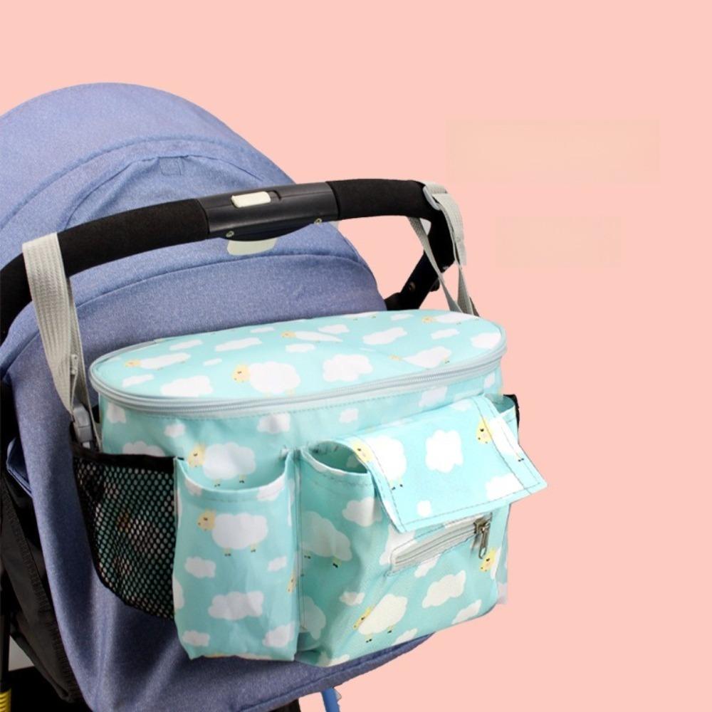 Large Capacity Baby Stroller Bag Printed Hanging Carriage Bag Infant Nappy Bags