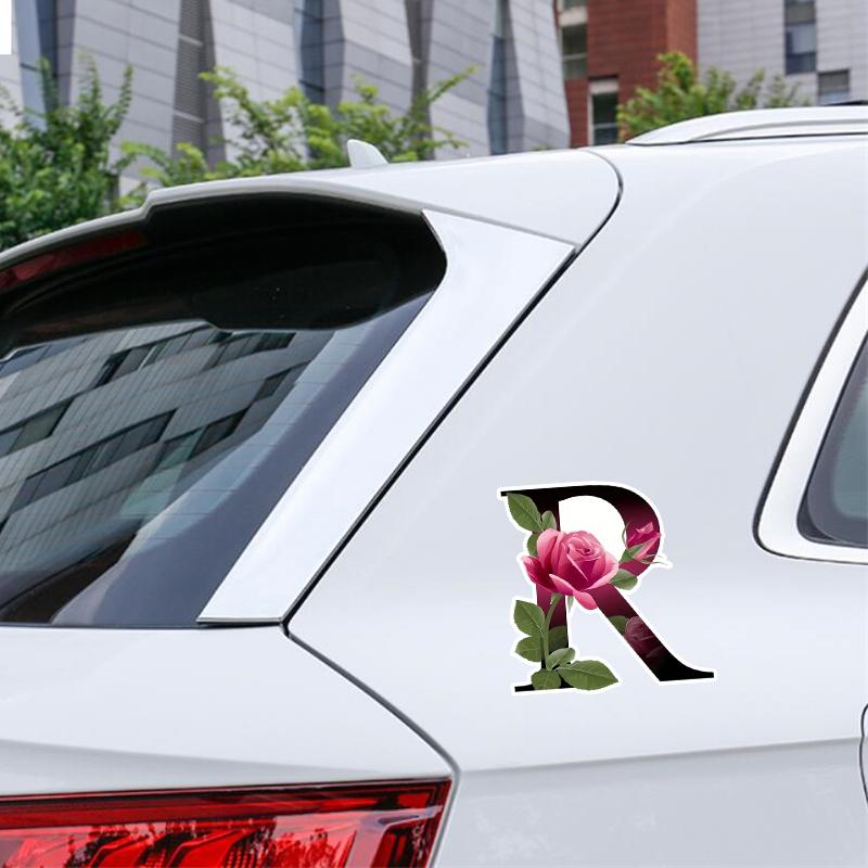 J481 # Автомобильная наклейка с розовым алфавитом, водонепроницаемая виниловая наклейка, автомобильные аксессуары, декор