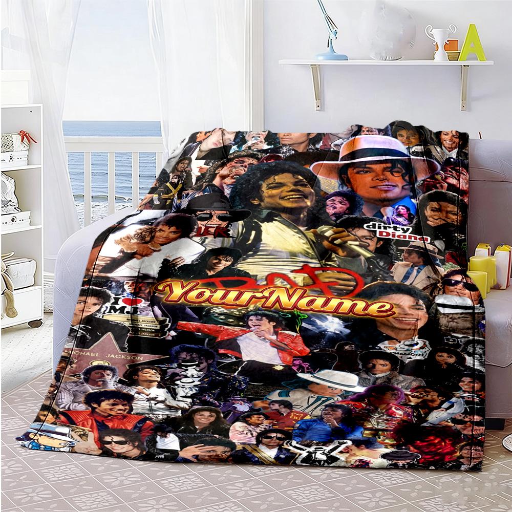 Michael Jackson 149 Personalized Text Blanket Throw Customizable Blanket Soft Warm Cozy Suitable for Chair Living Room Seaside Bed All-Season Use
