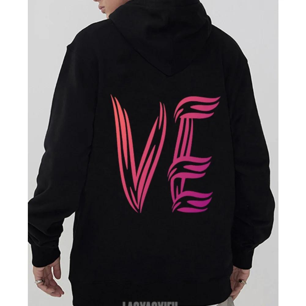 Printed Love Couple Sweatshirt Lover Hoodie for Both Men/ Women Autumn Long-sleeved Hoodie for Women Couple Matching Streetwear