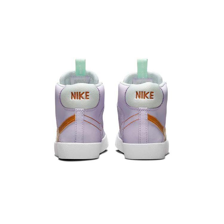 Nike Кроссовки Blazer D из кожи с круглым носком на шнуровке, амортизирующие, прочные, средней высоты, детские кроссовки фиолетового цвета DQ6085-500