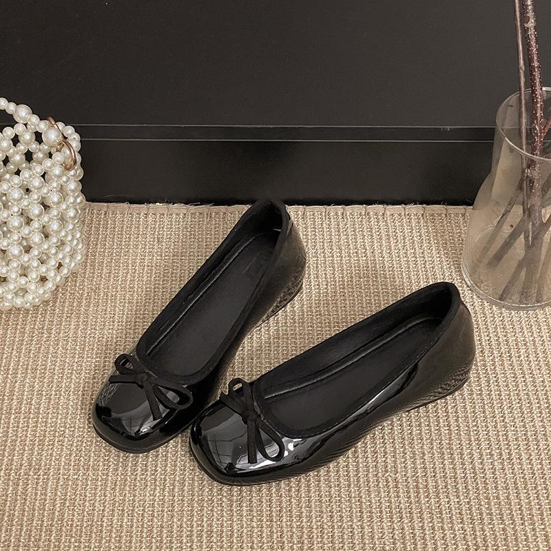 Inner height increase fairy style bow shoes summer new French gentle with skirt light mouth shoes